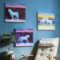 Charouse 3 Pieces Framed Wall Decor Painting Modern Nordic Bohemian Fantasy Artistic Wall Art for Living Room Bedroom Home Offices Horse Dawn Meadow Christmas Wall Decor 16 * 16 Inch