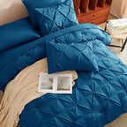 CozyLux Full Size Comforter Sets Teal, 7 Pieces Pintuck Bed in A Bag Teal Comforter Full Size, Pinch Pleat Bedding Sets with All Season Comforter, Sheets, Pillowcases & Shams