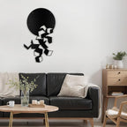 SIGNLEADER Metal Wall Art Decor Circles Abstract Shapes Minimalist Modern Abstract Wall Sculpture Hangings Home Decoration for Living Room, Bedroom, Bathroom, Kitchen, Outdoor - 30" Black
