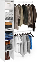 Furinno FANO Closet Organizers and Storage, Closet Storage Organizer with 2 Hanging Bars, Wardrobe Closet Shelf Towers, for Wardrobe, Bedroom, Living Room, White