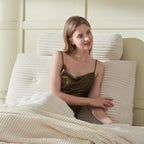 Headboard Wedge Pillow + A Long Neck Roll Pillow Body Pillow，Large Headboard Pillow with Removable Cover (Beige, Twin：39x8x20 inches)