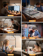 32.8'' Wide Desk Lamp with Clamp for Home Office, Eye-Caring LED Desk Lamp, Dimmable Table Clip Lamp for Dual Screen Computer Monitor, Adjustable Color Lighting Mode Computer Monitor Light