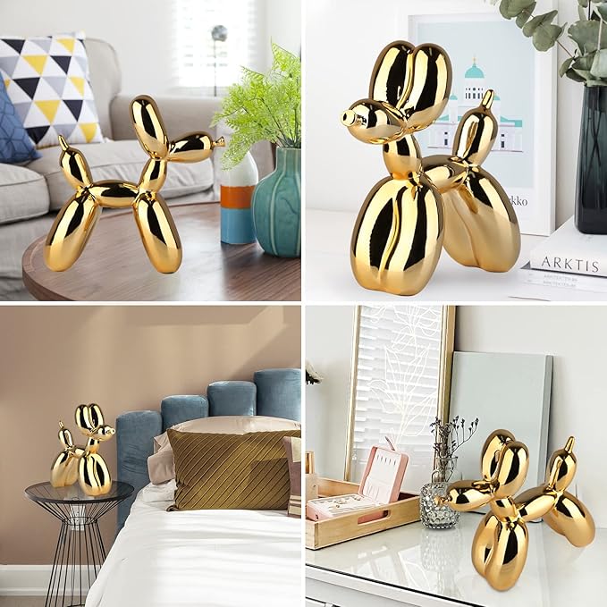 Gold Balloon Dog Decor,Gold Room Decors,Balloon Animal Preppy Room Shelf Decor,Cute Statue Home Decors,Bedroom Modern Sculpture Desk Decoration,Golden Decorations Gifts