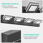 SOLFART Bathroom Vanity Light Over Mirror - 4 Light Led Vanity Light Fixture 26inch Matt Black Lights for Bath