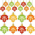 JULMELON 24PCS Fall Leaf Ornament for Tree, Thanksgiving Maple Leaves Hanging Ornaments with Rope Maple Pendant for Farmhouse Rustic Party Favors Craft Supplies Decor