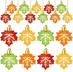 JULMELON 24PCS Fall Leaf Ornament for Tree, Thanksgiving Maple Leaves Hanging Ornaments with Rope Maple Pendant for Farmhouse Rustic Party Favors Craft Supplies Decor