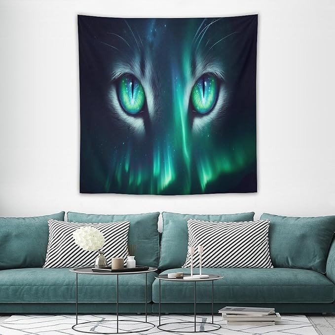 VUMIVI Cat Eye Galaxy Tapestry Mystical Northern Lights Starry Sky Abstract Aurora Art Magical Fantasy Decor Tapestry Wall Hanging for Living Room Bedroom Dorm Classroom Aesthetic Decor W60xL60in