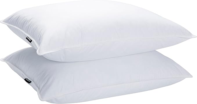JA COMFORTS Goose Feather Down Bed Pillows for Sleeping(2 Packs)-Queen(20IN×30IN),High Fill Weight,Double-Layer Downproof Fabric Design,Goose Down Filling,600 Thread Count,Cotton Cover