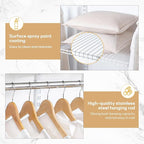 Homde Closet Organizer System Wall Mounted, 4-8 Ft. Adjustable and Expandable Metal Wire Shelving , Custom DIY Wardrobe Kit with Shelf, Clothes Hanging Rods,White
