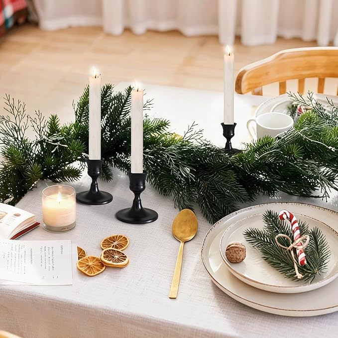 12 Pcs Silver Taper Candle Holders Vintage Candlesticks Holder for Home Decor Table Centerpiece Dining Party Festival Decorations (Black)