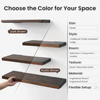 BAYKA Wall Shelves for Bedroom Decor, Floating Shelves for Wall, Display Mounted Rustic Wood Shelf for Books,Plants,Corner Shelves for Bathroom,Kitchen,Living Room(Rustic Brown,Set of 3)