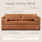 POLY & BARK Napa 82" Leather Pull‑Out Sleeper Sofa – Full‑Grain Italian Leather Upholstery,Tri‑Layer Mattress & Storage Console –Sophisticated Multi‑Functional Sofa Bed for Living Rooms & Guest Spaces