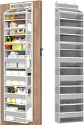Over The Door Organizer, 7 Tier Door Hanging Organizers with 7 Large Pockets 12 Side Pockets, Behind Door Storage Hanging Shelves for Closet Bathroom Bedroom Nursery