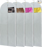 Dress Bags for Gowns Long, 4 Pack-65" Long Dress Bags Foldable Long Garment Bag with Clear Window for Storage and Travel-24"x65"/4 Pack