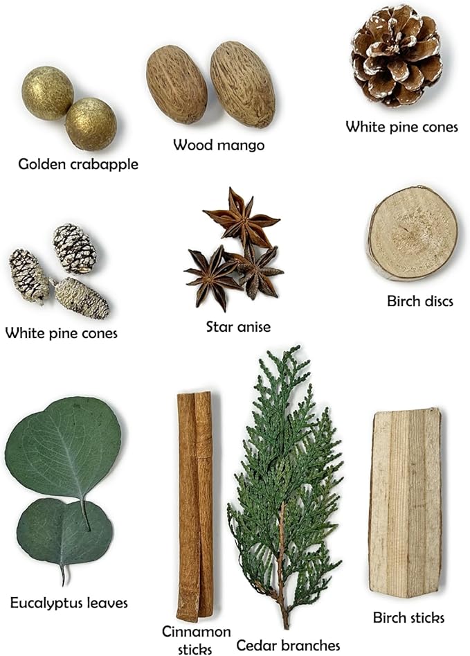 Apragaz Christmas Potpourri-Green Christmas Vase Filler with Cinnamon Sticks, Anise, Cedar Branches, Pine Cones Mix Potpourri, Home Decorations for House Xmas Bowl Filler Décor