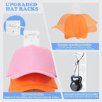 Hat Organizer for Baseball Caps, 2 Pack Transparent Hat Rack for Wall Hold up to 18 Hats Strong Adhesive Hat Hooks Stand Hat Hanger Organizer Storage Holder Display for Door Closet