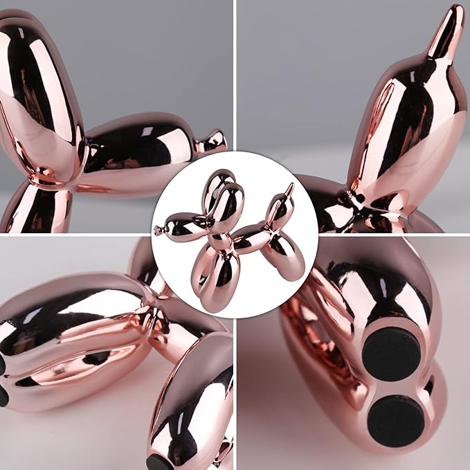 Pink Balloon Dog Decor - Animal, Shelf & Modern Desk Statue - Office Gold Decorations