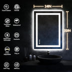 ISKM 32'' x 24'' LED Mirror for Bathroom Lighted Vanity Mirror for Wall Front Lights + Backlit LED Bathroom Mirror Anti-Fog Tempered Glass ETL Listed
