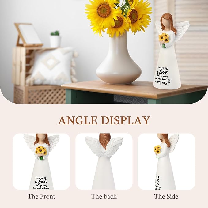 INLOMEM Sympathy Gifts for Loss of Loved One, Remembrance Gifts, Bereavement Gifts, Angel Gifts for Women, Memorial Gift for Loss of Dad Mom Grandmother, Angel Figurines (White)