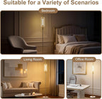 Dimmable Glass Floor Lamps for Living Room, Modern Standing Floor Lamp with Glass Lampshade, Marble Base, 64" Tall Lamp with Touch Switch for Bedroom Office Living Room