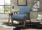 Lexicon Mid Century Modern Accent Chair with Solid Wood Frame in Walnut Finish, Upholstered Living Room Lounge Arm Chair, Thick and Comfy Innerspring Seat Cushion, Linen-Look Fabric, Blue