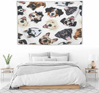 VUMIVI Dog-Head Tapestry Cartoon Pet Illustrations Cute Funny Animals Colorful Graffiti Tapestry Wall Hanging for Living Room Bedroom Dorm Classroom Aesthetic Decor W60xL40in