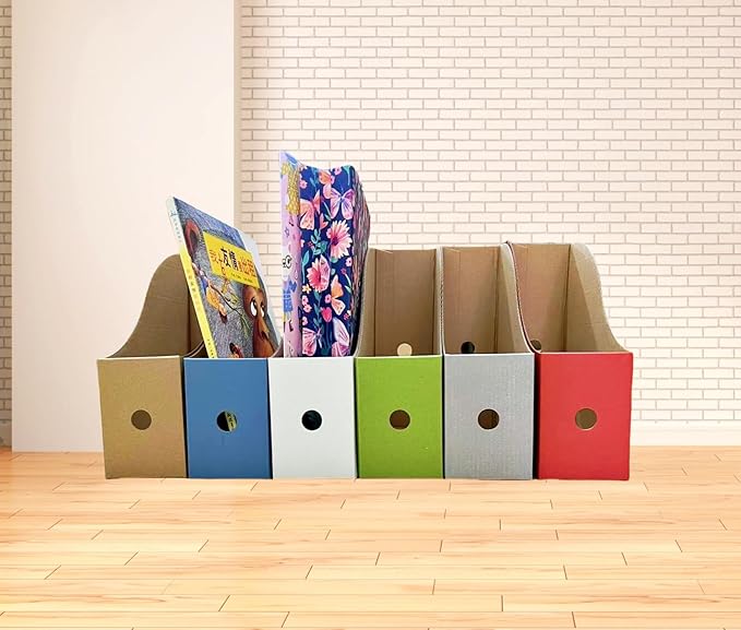 Magazine Holders for Shelves, Magazine Organizer for Desk, Set of 6, Multicolor, Elegant Supplies, Bookends & Vertical Magazine file Holder, Magazines, Reports, File Folders