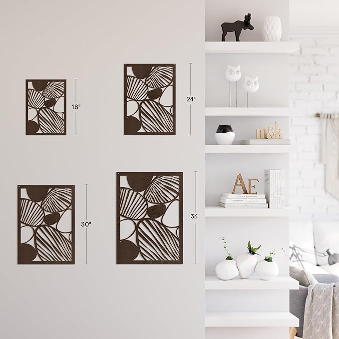 SIGNLEADER Metal Wall Art Decor Abstract Geometric Shapes Minimalist Modern Abstract Wall Sculpture Hangings Home Decoration for Living Room, Bedroom, Bathroom, Kitchen, Outdoor - 36" Bronze