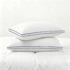 Feather Pillows Queen Size Set of 2 Goose Down Pillows with 100% Breathable Cotton Cover, Hotel Collection Bed Pillows for Sleeping, Soft Support for Back, Stomach and Side Sleepers
