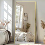 Full Length Mirror, 76"x34" Oversized Floor Mirror Free Standing, Gold Mirror Full Length with Tempered Glass, Large Full Body Mirror for Bedroom Living Room Home Gym