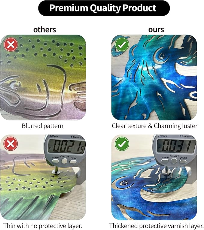 LiveInUrban Coastal Wall Art School of Fish Metal Wall Sculptures, Ocean Beach Themed Metal Hanging Home Decoration 3PCS 15.9"x11.5"