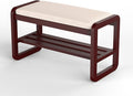 Solid Wood Shoe Rack, 2 Tier Shoe Storage Bench with Cushion Seat, 8 Pair Shoe Organizer for Entryway, Walnut, 32 Inch