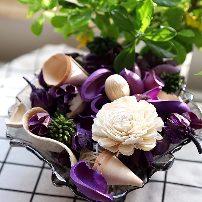 Qingbei Rina Spring Potpourri Bowl Filler, Lavender Scented Potpourri Dried Flower,Decorative Vase Filler,Home Fragrance Perfume Sachet, Bathroom Decor, 9.8 Oz(Purple)