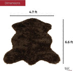 Silky Soft Faux Fur Rug, 5 ft. x 7 ft. Brown Fluffy Rug, Made in France, Sheepskin Area Rug, Shaggy Rug for Living Room, Bedroom, Kid's Room, or Nursery, Home Décor Accent with with Non-Slip Backing
