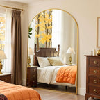 Full Length Mirror, 82"x44" Arched Full Body Mirror, Oversized Floor Mirrors, Leaning Free Standing Mirrors, Hanging Mounted Large Mirrors for Bedroom Dressing Room, Cloakroom, Gold