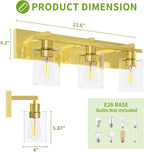 Espird Bathroom Vanity Light, 3 Light Gold Light Fixture with Thickened Clear Glass Shade, 21 inch Modern Wall Sconce,Vanity Light Over Mirror for Bathroom