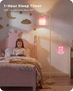 Dimmable Floor Lamp for Living Room with Remote and Foot Switch, Modern Standing, Corner Lamp,10W Bulb 3 Color Temperatures, for Bedroom, Office, Corner, ETL Listed, Gold and Pink DP19LD05