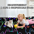 Black Cat Rug for Bedroom, Kids Cat Carpet for Girls Room Decor, Funny Cats Rugs Room Decor Playroom Cute Cats Themed Kids Area Rug Washable Non Slip Childrens Bedroom Mat 4x5 Feet