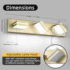 OKELI 5-Light Bathroom Vanity Light Gold Modern LED Vanity Light Over Mirror Dimmable Mirror Front Lamp with 350° Adjustable Lamp Head ETL Listed 32W 6000K Cold White
