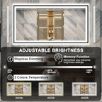 72x36 Bathroom Mirror With Lights - Black Aluminum Framed (Front and Backlit), Anti-Fog LED Lighted Bathroom Mirror,Stepless Dimmable Vanity Mirror,3 Colors Smart Mirror(Horizontal/Vertical)