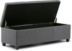 SIMPLIHOME Avalon Storage Ottoman Bench - 48 inch Wide Upholstered Linen Look Fabric Rectangular Lift-Top Ottoman in Slate Grey, Contemporary Storage Bench for Living Room with High-Density Foam