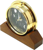 Prestige Brass Moon Phase Clock on a Solid English Oak Mantel/Display Mount
