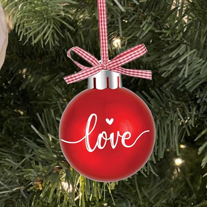 Valentines Tree Decorations, 12 Pcs Valentine Ornaments for Tree, Valentine's Day Hanging Ornament for Christmas Tree, Red Pink White Plastic Ball Ornaments
