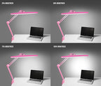 Neatfi XL LED Desk Lamp with Clamp – 2,200 Lumens, 23” Wide, Dimmable Task Light for Office, Study, Crafting & Nail Techs (Non-CCT with Clamp, Pink)
