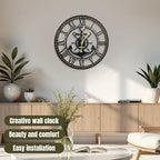 16 Inch Wall Clock, Anchor Wall Clock, Silent Non Ticking, Battery Operated Large Decor Clocks for Living Room Decor, Kitchen, Office (Nautical Style)