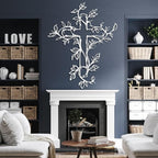 Hotuijxca Cross Metal Wall Art, Tree of Life Crosses Metal Wall Decor, Christianity Wall Art for Living Room, Bedroom(White,35" x 28" / 90 x 72 cm)