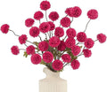 DuHouse 6pcs Artificial Flowers Faux Silk Pompon Mum,Silk Small Mini Chrysanthemum Ball with Stems for DIY Wedding Bouquets Centerpieces Vase Home Table Kitchen Decorations(Hot Pink)
