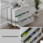 Anmytek White Dresser for Bedroom, 3 Drawer Dresser with Spacious Storage Modern Wood Chest of Drawers for Bedroom Living Room Hallway H0074