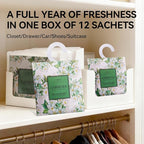 12 Pack Large Gardenia Scented Sachets – Hanging Closet & Drawer Deodorizer & Air Freshener, Long-Lasting Aroma