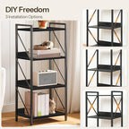 HOOBRO Bookshelf, 4-Tier Industrial Bookcase, Book Shelf Storage Organizer, Small Bookshelf with Metal Frame for Living Room, Bedroom, Home Office, Kitchen, Black BB40SJ01